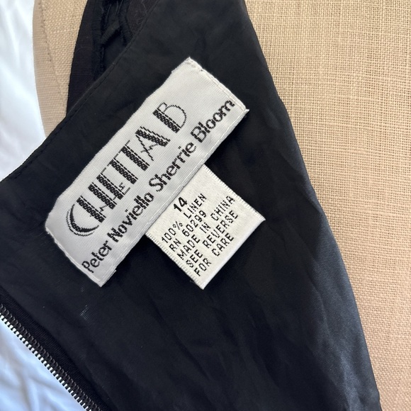 Chetta B Black Sheath Linen Lace Midi Dress - Picture 4 of 5